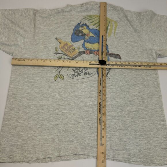 Vintage 90s Distressed Jimmy Buffett T Shirt Drunk Parrot Head Gray Mens L Large - Picture 14 of 14
